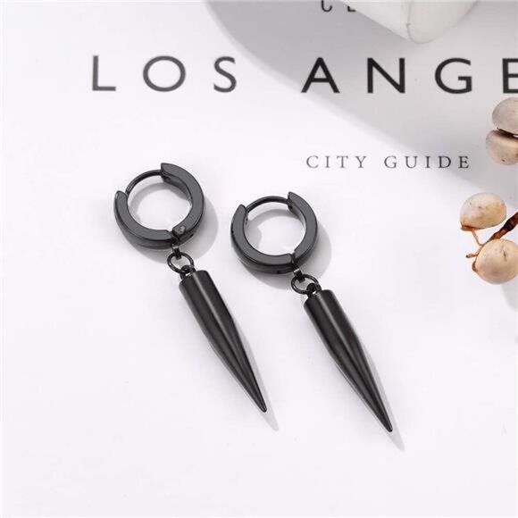 Statement Earrings for Men & Women, Punk Style Black/Gold Stainless Steel Hypoal - Picture 5 of 7